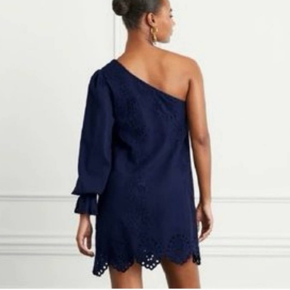 NWT Hill House The Mila women's navy cotton linen one hand lace trim dress XXS - Picture 5 of 9